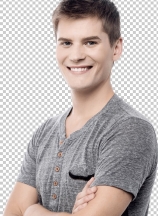 Cheerful guy posing in casuals